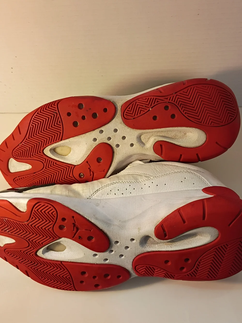 Jordan Low Top Sneakers in White, Black & Red